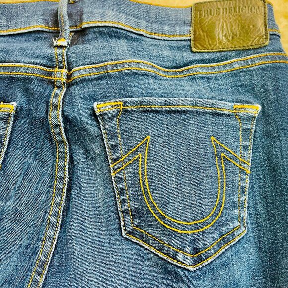 True Religion Halle Mid Rise Super Skinny Jeans Womens Size 27 Dark Wash Stretch - Picture 12 of 16